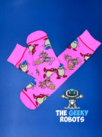 Load image into Gallery viewer, Ren and Stimpy Pink Socks
