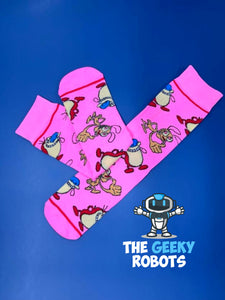 Ren and Stimpy Pink Socks