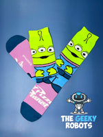 Load image into Gallery viewer, Pizza Planet Alien Socks
