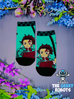 Load image into Gallery viewer, Demon Slayer Full Color Tanjiro Ankle Socks
