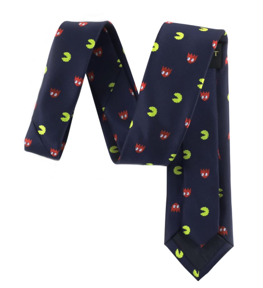Pacman Ghost Inspired Circuit Board Tie Bar - Geek Mens Gift, Groomsmen Tie Clips, Tie Holder, Gift for Husband Black/Dark Brown